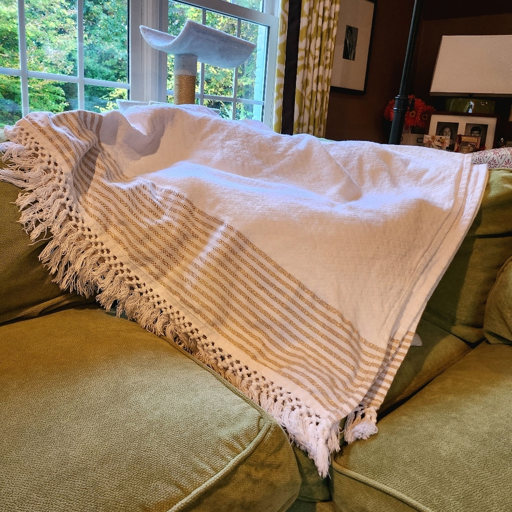 Lilly Pulitzer White and Gold Blanket